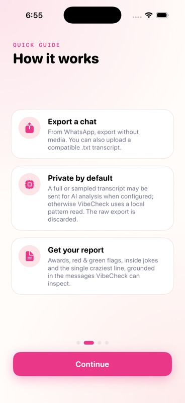 VibeCheck how it works screen